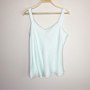 Eileen Fisher Double Layer Bias Cami Irish Linen Tank Blue Size L NWT